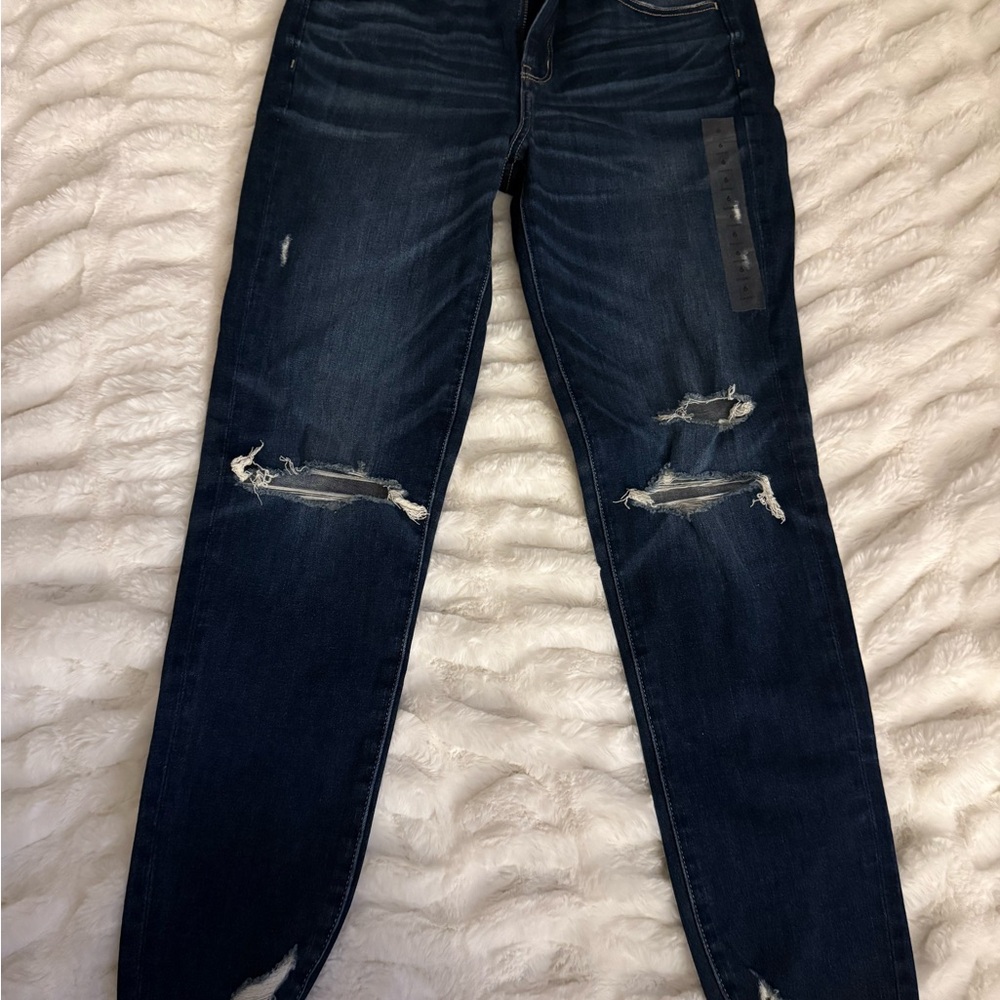 American Eagle Outfitters Dark Blue Distressed Skinny Jeans